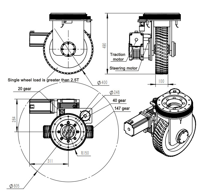 Мотор колеса привода 2T AGV ZL-490 ZHLUN сверхмощный безщеточный с регулятором