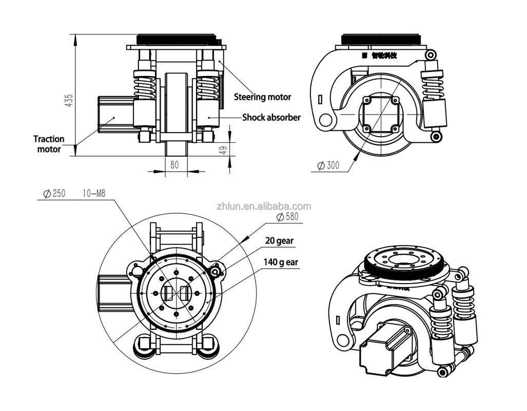 силы собрания колеса привода мотора AC DC 300mm колесо привода Agv горизонтальной вертикальной управляя