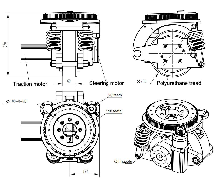 ZL-B27 амортизируя руль Agv вертикальный управляют сильной способностью к перекрестному ролику мотора препон